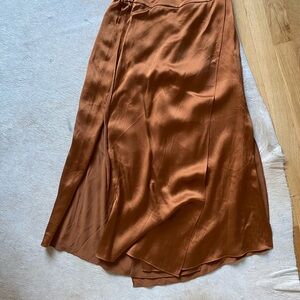 Vince Asymmetrical Satin Skirt in Copper